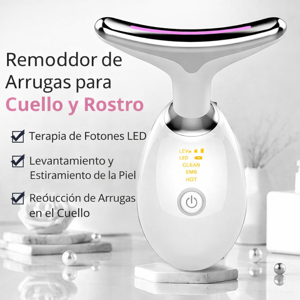 Masajeador Facial Y De Cuello EMS Con Terapia De Luz Roja