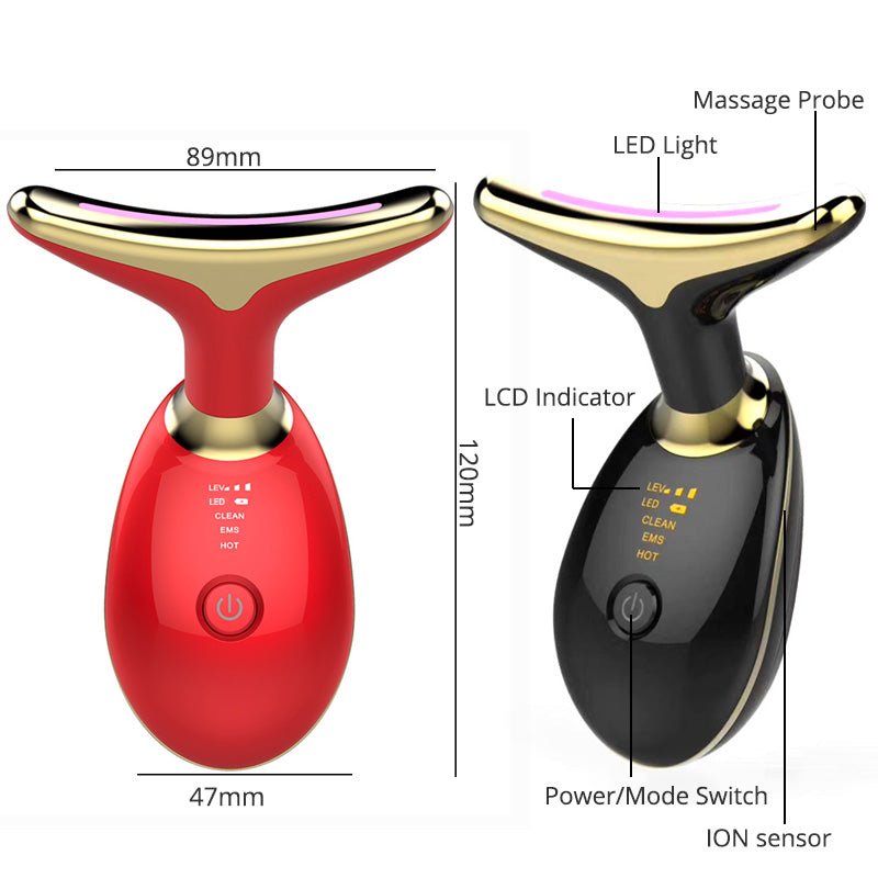 Masajeador Facial Y De Cuello EMS Con Terapia De Luz Roja