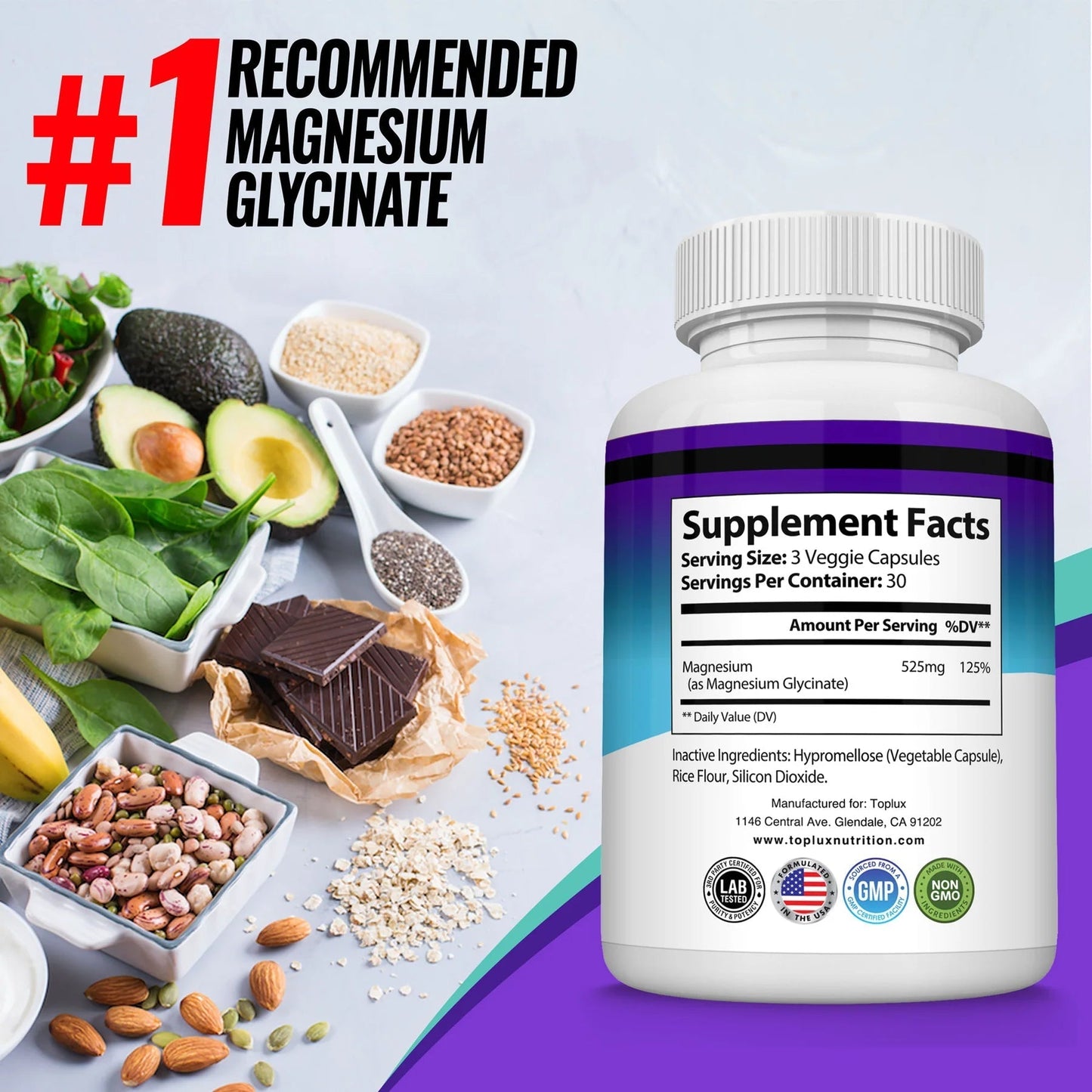 MAGNESIUM COMPLEX - 8 EN 1 / 90 capsulas -Equilibrio y Vitalidad en cada cápsula Suplemento Premium 1000mg